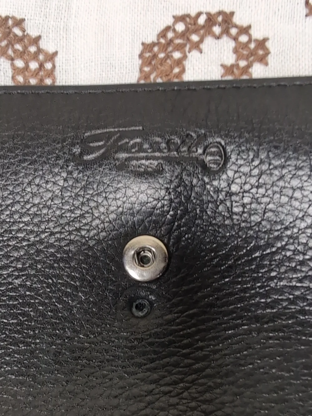Fossil Black Leather Crossbody Wristlet Bag with Silver Accent